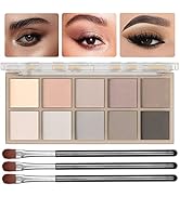Sulily 10 Colors Matte Eyeshadow Palette, Gray Taupe Brown Nude Eye Shadow Makeup, Neutral Smokey...