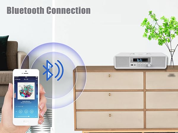 Home CD Stereo System with bluetooth white