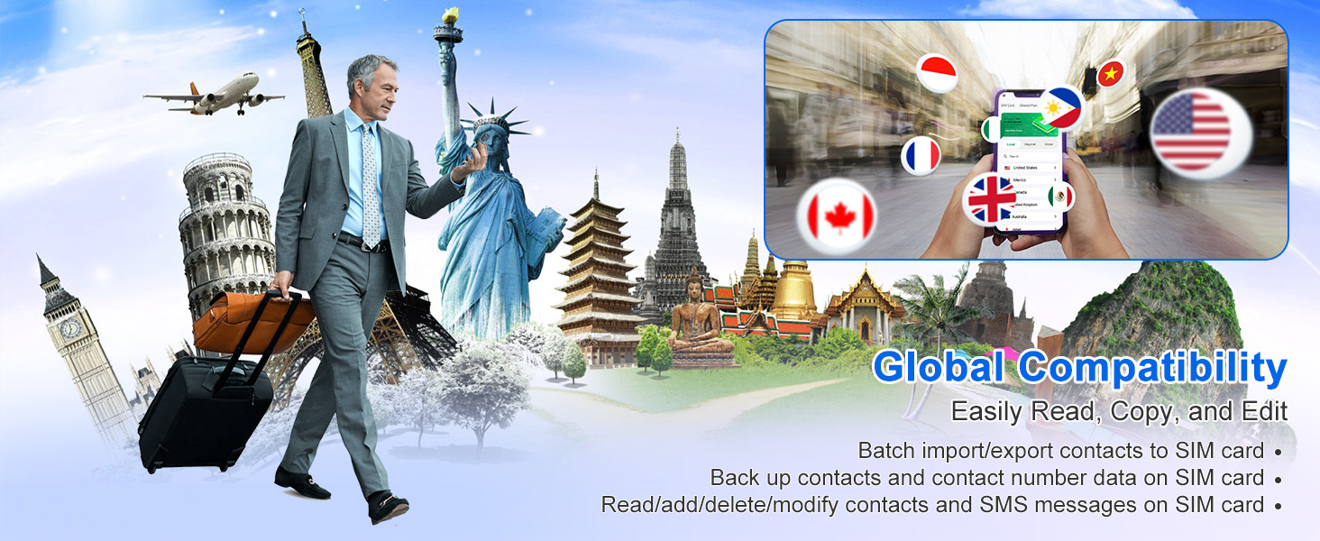 usb sim card reader - sim card adapter kit with eject pin - micro/nano/standard sim card readers