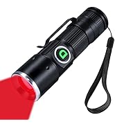 DARKDAWN Flashlight Red Light Rechargeable USB, LED Portable Redlight Flashlights Mini Focus Adju...