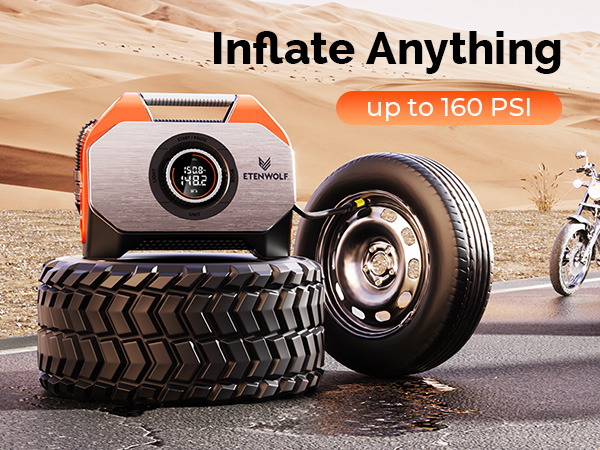 Tyre Inflator for Car, truck, and trailer tires (up to 160 PSI) Bicycle RV pickup tires