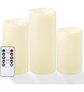 NURADA Large Waterproof Flameless Candles 6" 8" 10" x 4" - Outdoor Indoor LED Pillar Flickering C...