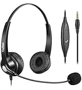 Callez 3.5mm Cell Phone Headset Dual, Corded Computer Headsets with Microphone Noise Canceling fo...