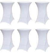 Obstal Cocktail Table Covers Stretch Spandex White Cocktail Table Cover Cloth for Wedding, Banque...