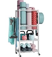 FUTASSI S1 Home Gym Storage, 3 Tiers Workout Equipment Organizer with Wheels for Yoga Mats, Foam ...
