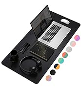 YSAGi Multifunctional Office Desk Pad, Ultra Thin Waterproof PU Leather Mouse Pad, Dual Use Desk ...
