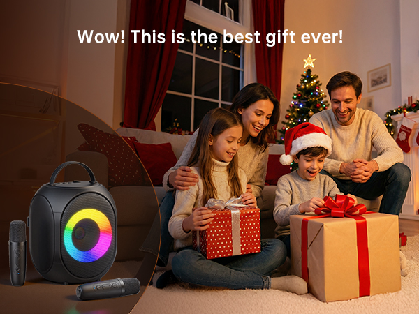 Karaoke Machine for Adults &amp;amp; Kids Portable Bluetooth Karaoke Speaker with 2 Wireless Microphones