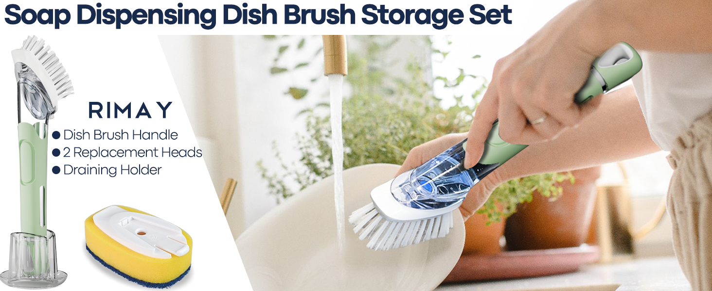 dish scrubber with soap dispenser