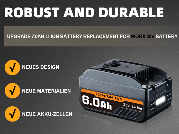 Replacement for Worx 20V Battery