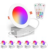 Recessed Lighting 4 Inch RGBCW Color Changing 12W LED Downlights with Junction Box,1080Lumens Can...
