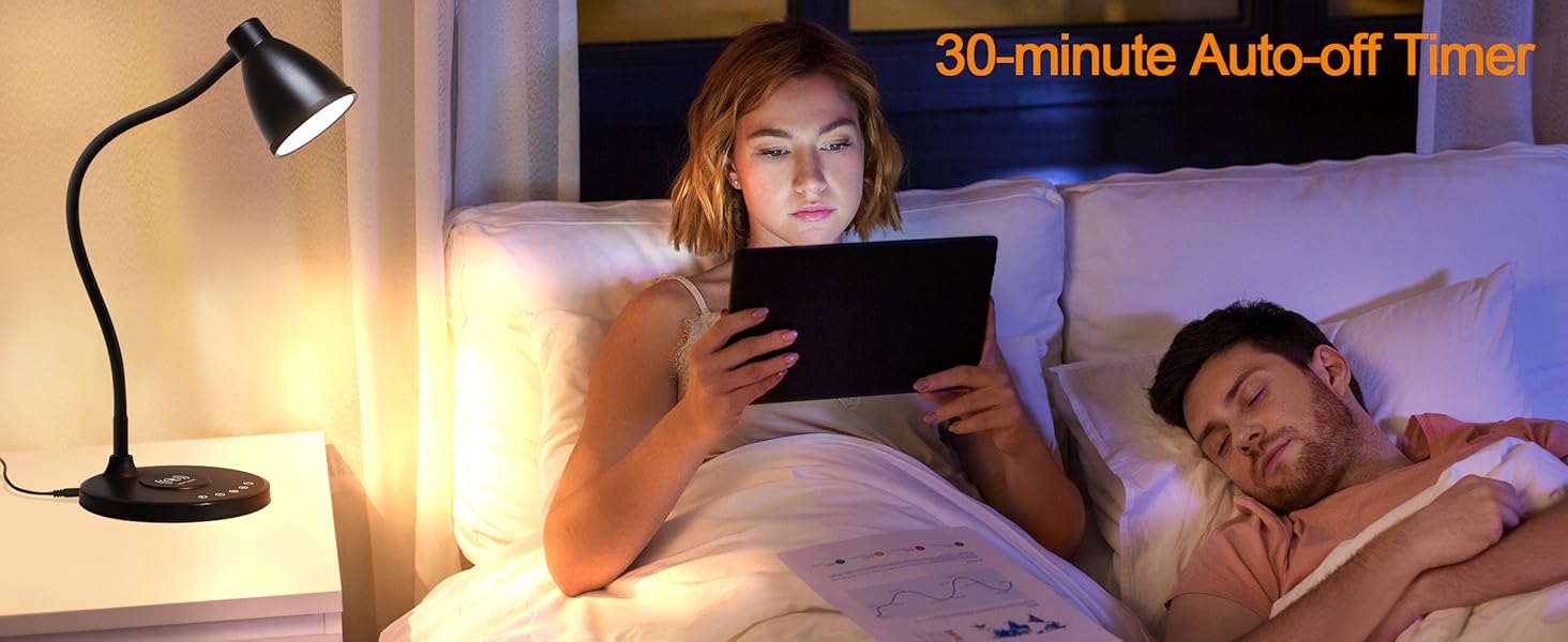 Desk Lamp for Home Office LED Desk Light USB Charging Ports Bedside Table Lamp for Dorm Room