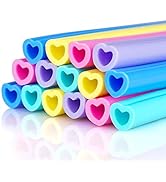 Reusable Silicone Drinking Straws 15 Pack, Heart Shaped Straws with 2pcs CLeaner Brushes for Smoo...