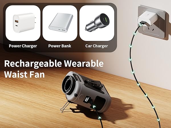 personal waist fan rechargeable