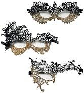 TFTSR Masquerade Masks for Women Couples,Men Mardi Gras Mask,Girls Black Gold Lace Costume,Adults...