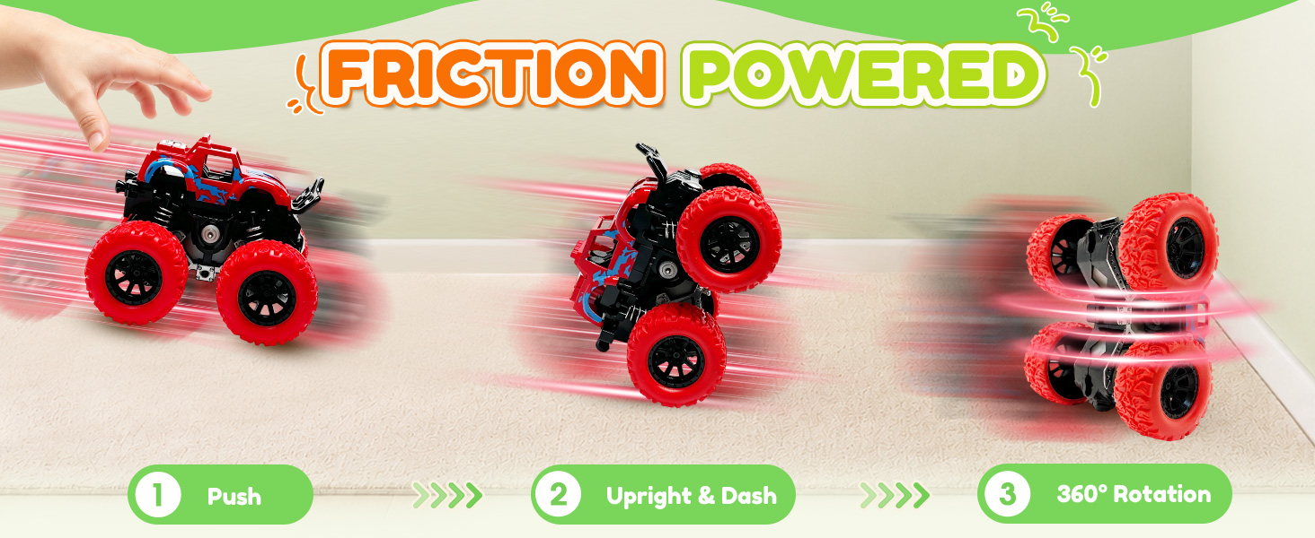 friction powered toy cars monster trucks