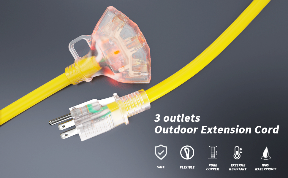 12 gauge extension cord with multiple outlets