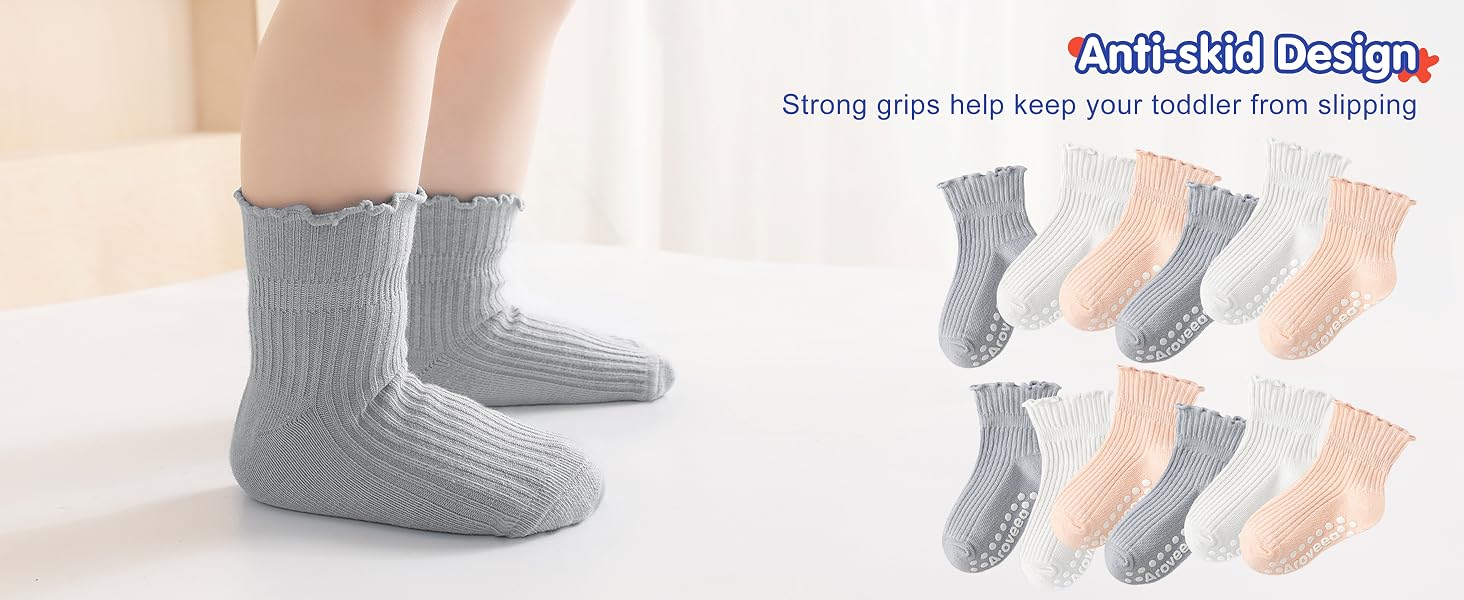 non-slip grips machine washable reinforced toes breathable skin-friendly