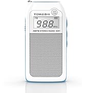 TOMASHI Tiny Portable AM/FM Radio with DSP, Auto Scan &amp; Preset Channels, Stereo Headphone Output,...