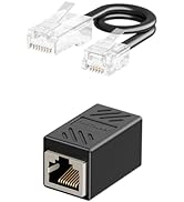Uvital RJ11 to RJ45 Adapter, 1 Pack RJ45 Female to RJ11 Male for Landline Telephone, Black Phone ...