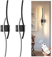 L LOHAS LED Battery Operated Wall Sconces Set of 2, Battery Wall Sconce 7200mAh, Black Rechargeab...