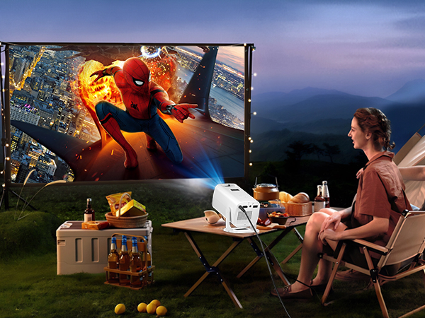 Bluetooth 5.3 mini projector with built-in Hi-Fi stereo speakers