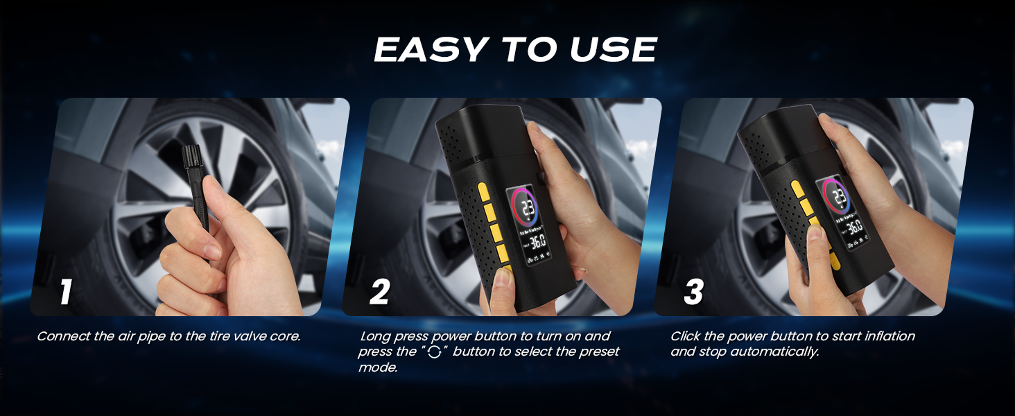 tire inflator portable air compressor cordless compact rechargeable pump for car tires 110v