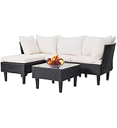 FDW 5 Pieces Patio Furniture Sets Outdoor Sectional Sofa Rattan Chair Wicker Conversation Set for...