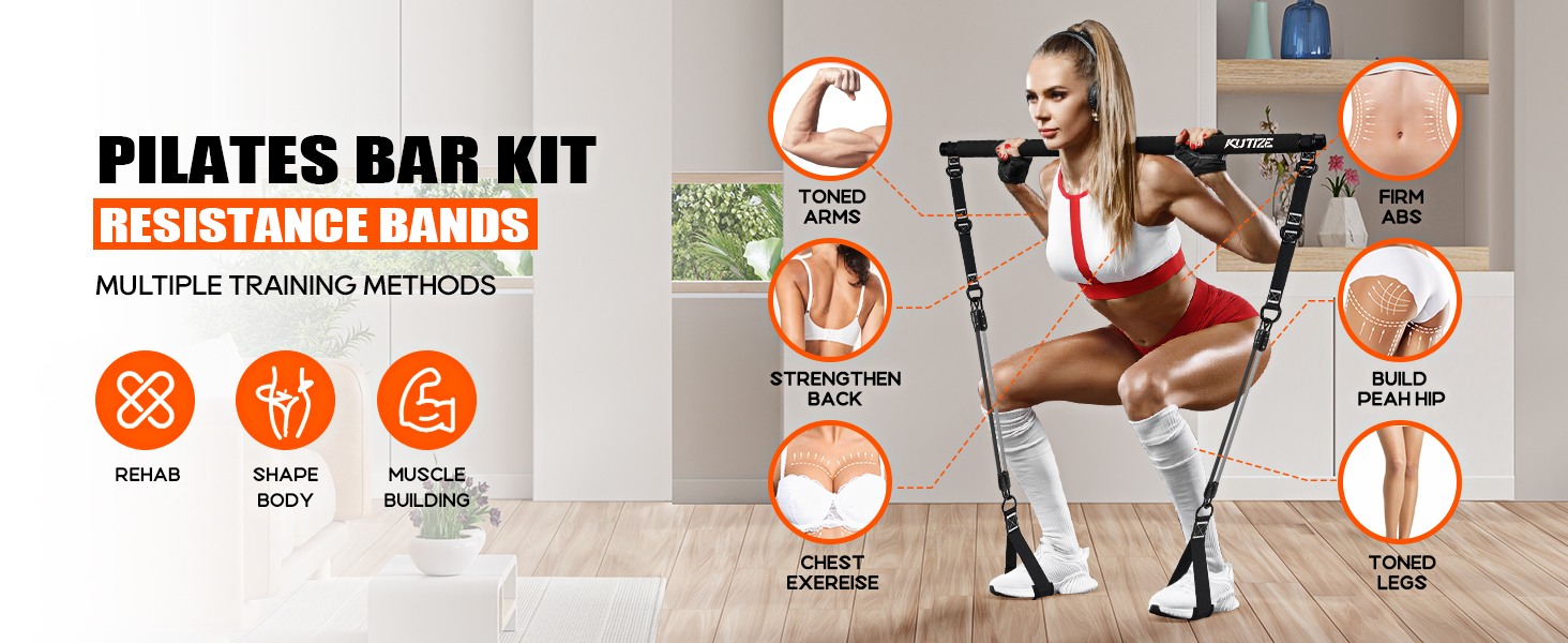 pilates bar kit with resistance bands for women