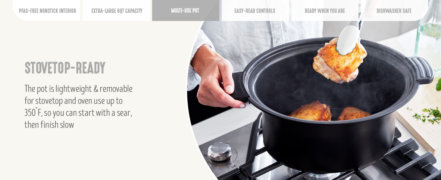 GreenLife, Ceramic Nonstick, PFAS-Free, Non-Toxic, Slow Cooker, Electrics