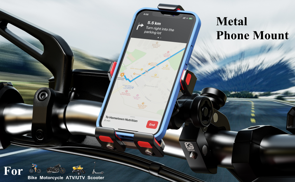 Aluminum alloy phone mount for motorcycle bike scooter ATV