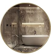 Antok 30 Inch Round Mirror With Metal Frame for Wall - Bathroom, Vanity, Living Room, Entryway - ...