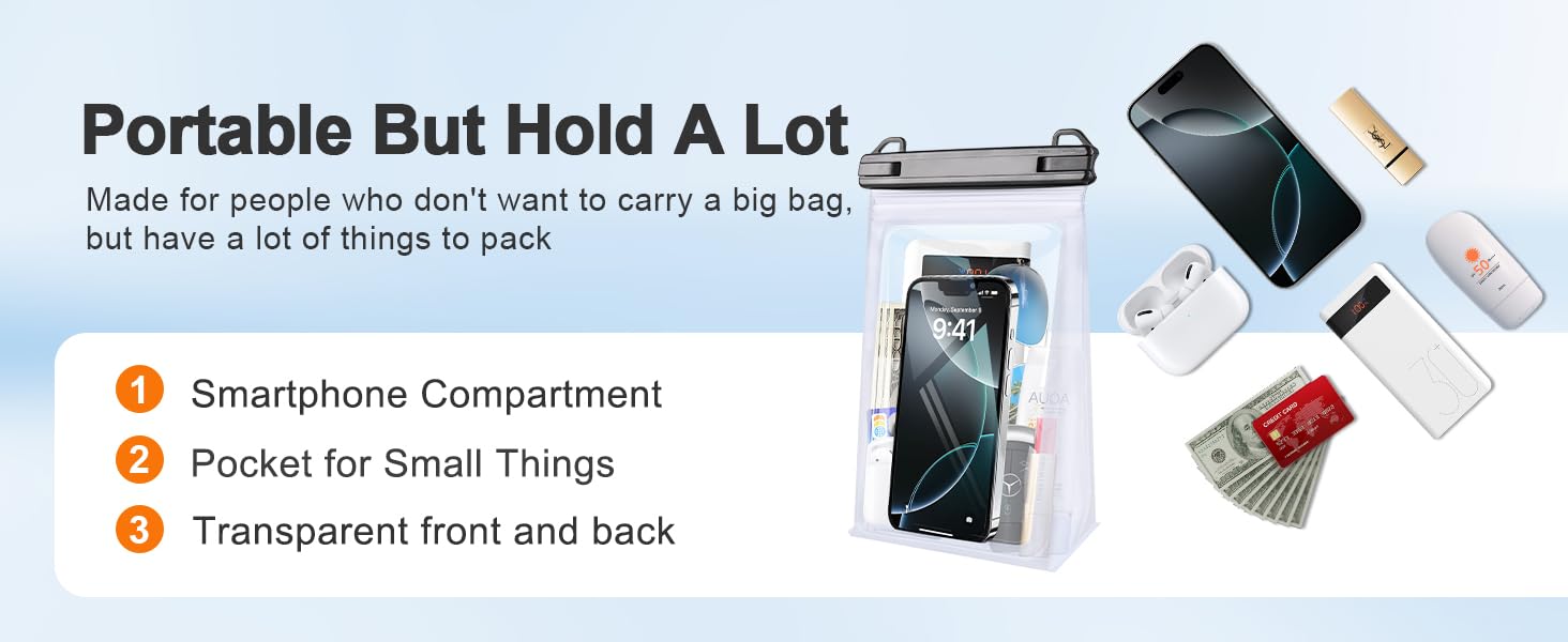 Floating Dry Bag with Touchscreen Window Stores Sunscreen, Sunglasses, Power Bank
