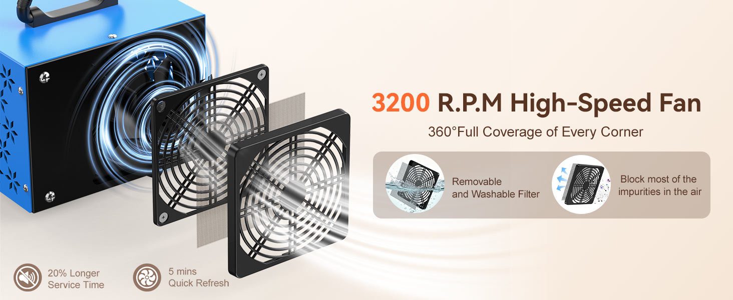120,000mg/h Ozone Generator Machine with Temp/Humidity Display