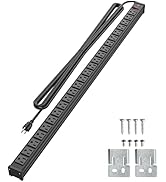 QBA 24 Outlet Metal Power Strip, Extra Long Heavy Duty Power Strip with 10FT Extension Cord, Moun...