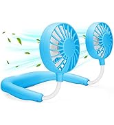 Portable Neck Fan, Hand Free Personal Hanging Neck Sports Fan USB Rechargeable (3 Speed Adjustabl...