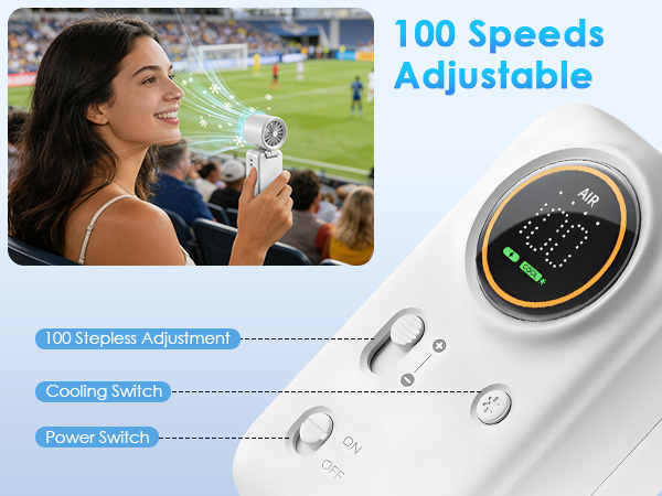 With 100 levels speed stepless control, you can adjust the wind power freely according to your needs