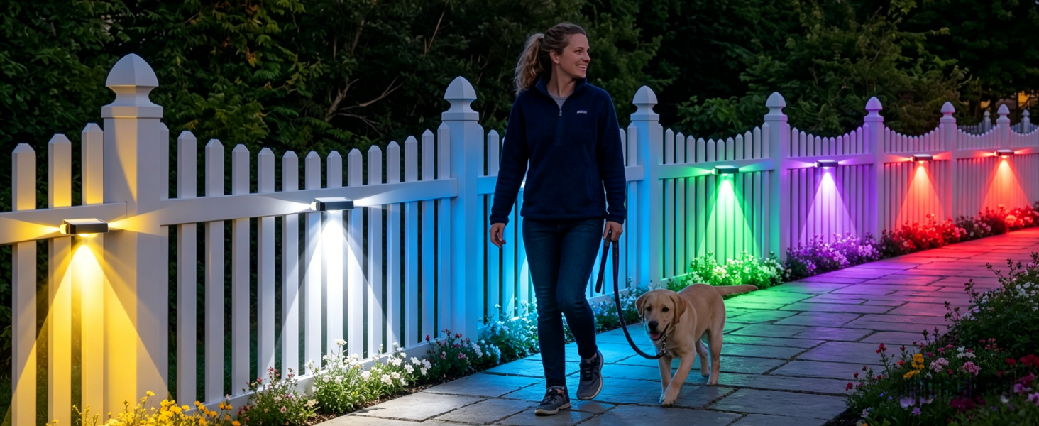 Solar Fence Lights Outdoor Waterproof