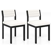 Giantex Upholstered Dining Chairs Set of 2, Sherpa Kitchen Chairs with Wood Frame &amp; Padded Seat, ...