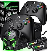 Rechargeable Controller Charger Station with 2X 5520mWh Battery Pack Accessories Storage Kit Comp...