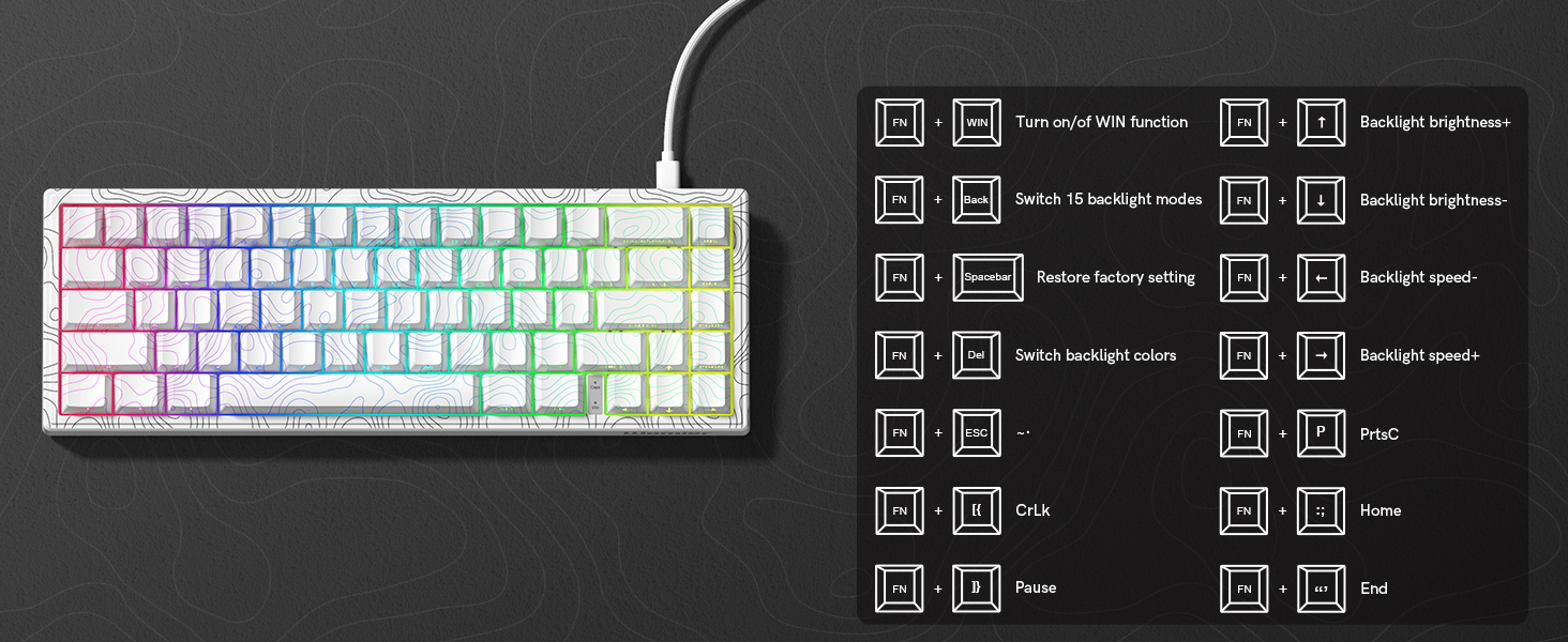 Rapid Trigger Keyboard 60% Percent, Hall Effect Topographic Gaming Keyboard