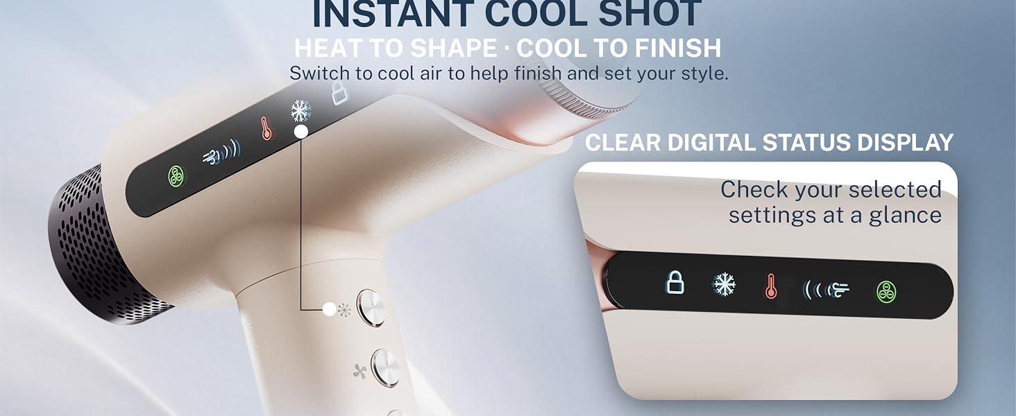 Hair dryer with diffuser, wide nozzle, precision concentrator and magnetic filter