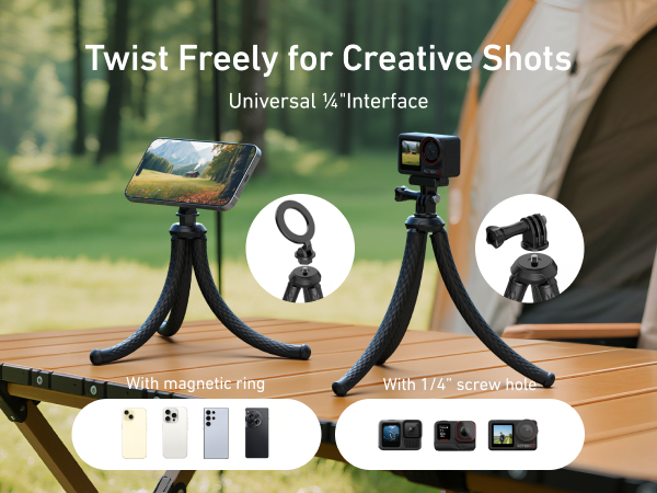 TELESIN Magnetic Flexible Tripod for iPhone