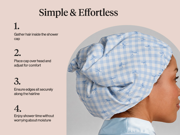 Kitsch Luxury Satin-Lined Flexi Shower Caps for Women Reusable Waterproof