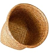 DEARMAMY Wicker Waste Basket Boho Woven Trash Can Garbage Container Bin Storage Basket Rattan Off...