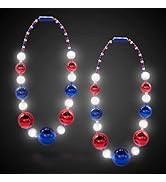 Windy City Novelties - LED Patriotic Jumbo Bead Necklace that is 41" inches with 3 Light Modes