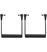 GINTOOYUN DC 5.5MM x 2.1MM 90 Degree Male to Male Plug Cable DC5521 Right Angle Coiled Power Adap...