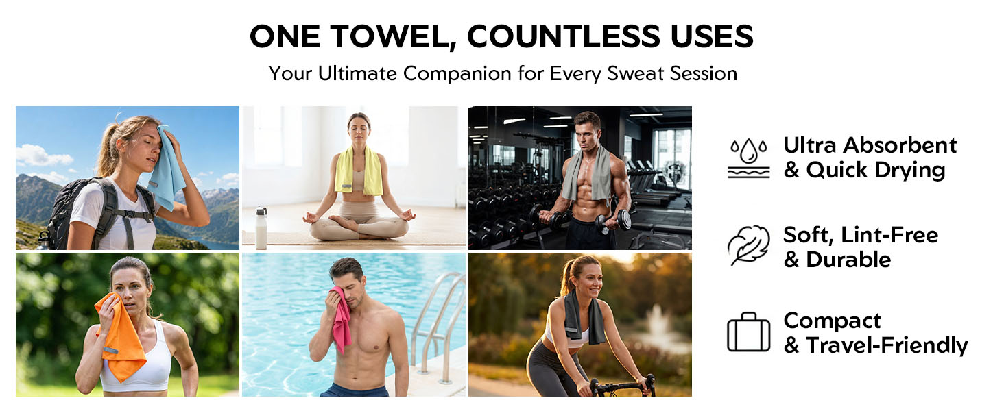6 Micorfiber Gym Towels