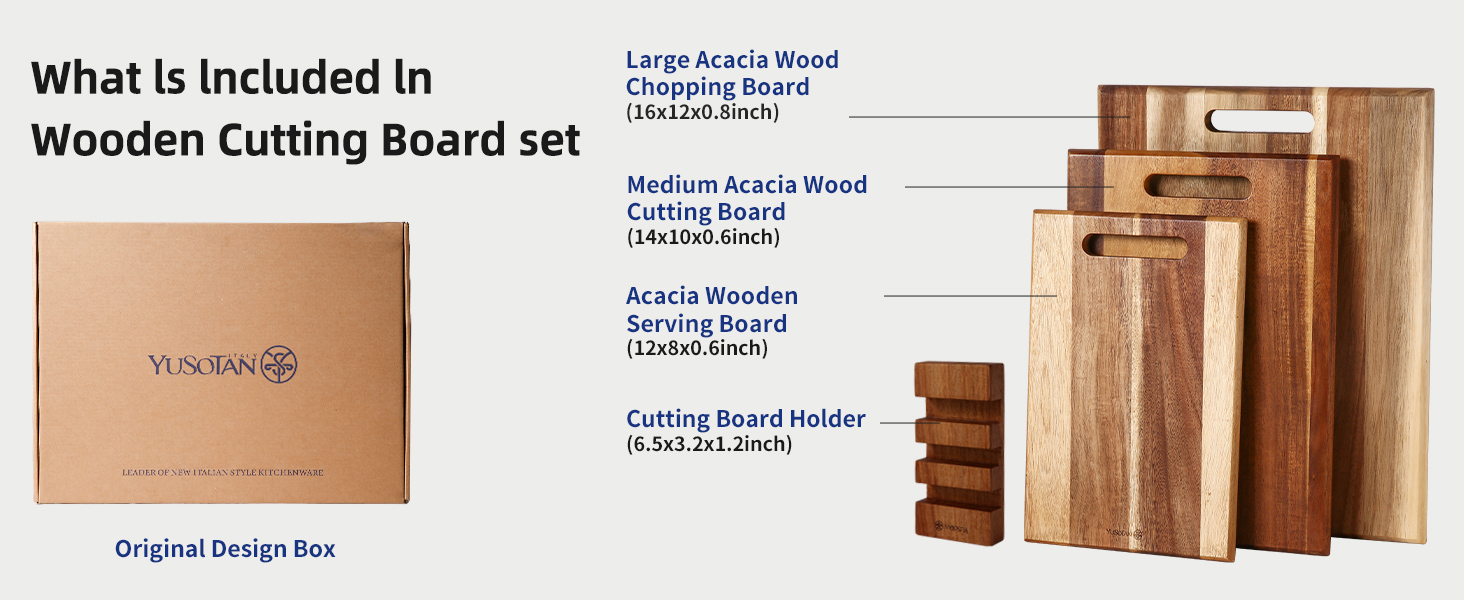 3-piece Acacia Wooden Cutting Board Set for Kitchen
