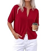PRETTYGARDEN Women Spring Short Sleeve Cardigan Sweaters Button Down Knit Shirt Blouse Dressy Cas...