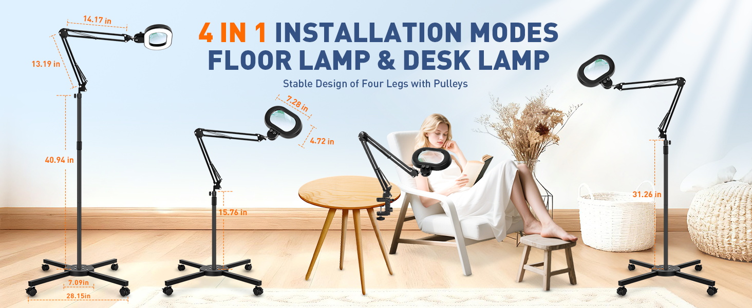magnifying floor lamp magnifying desk light magnifying light with stand reading lamps floor standing